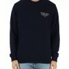 Uomo TOMMY JEANS | Felpa Girocollo In Cotone Garzato Con Stampa Logo Blu Scuro