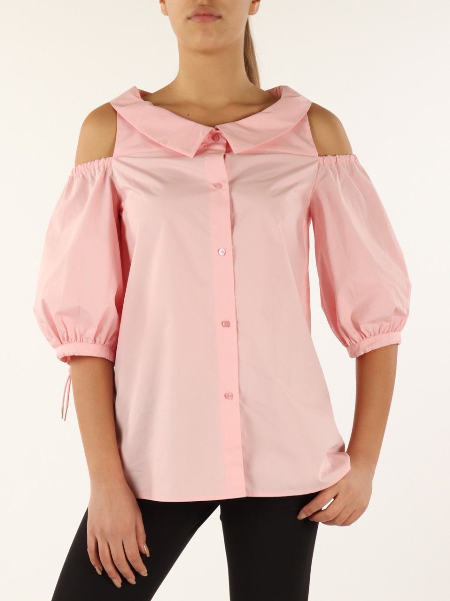 Donna TRUSSARDI | Camicia In Popeline Con Spalle Scoperte Rosa