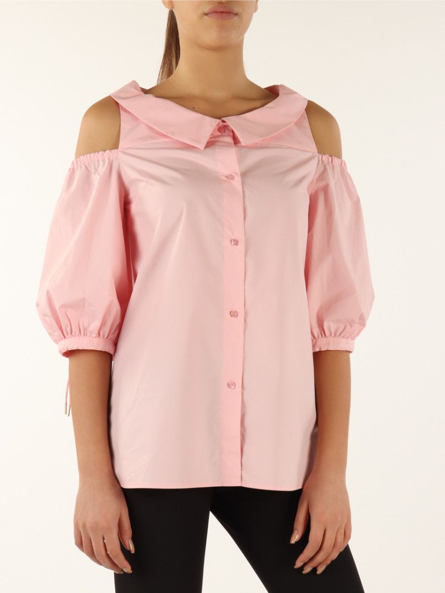 Donna TRUSSARDI | Camicia In Popeline Con Spalle Scoperte Rosa