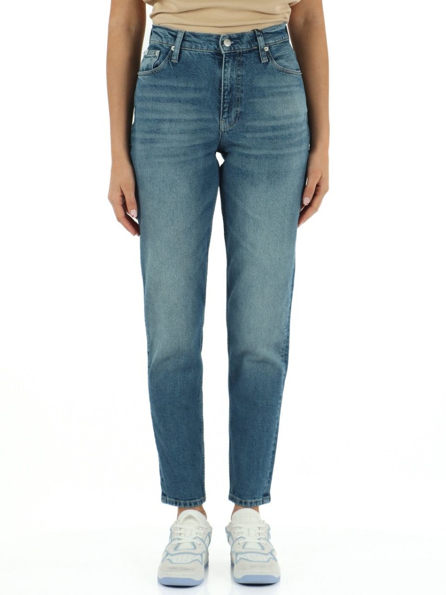 Donna CALVIN KLEIN JEANS | Pantalone Jeans Cinque Tasche Mom Fit Blu Chiaro