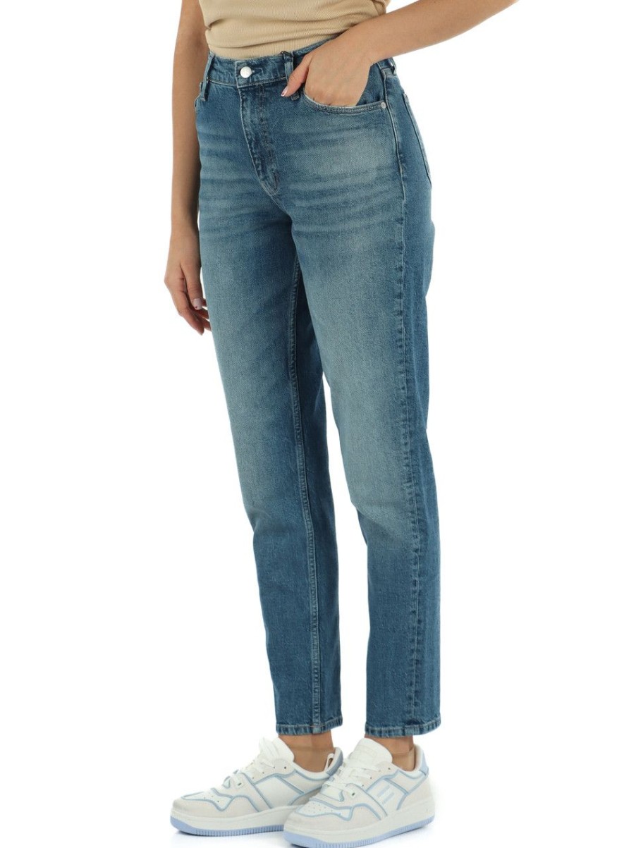 Donna CALVIN KLEIN JEANS | Pantalone Jeans Cinque Tasche Mom Fit Blu Chiaro