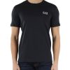 Uomo EA7 | T-Shirt In Cotone Con Stampa Logo Gommata Blu Scuro