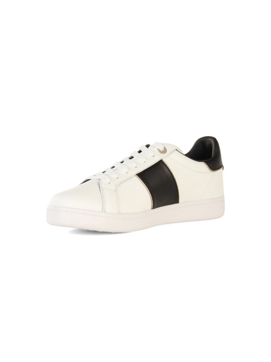 Uomo EA7 | Sneakers In Pelle Con Stampa Logo A Rilievo Bianco/Nero