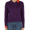 Donna MARKUP | Maglia Collo A V In Misto Lana E Mohair Viola