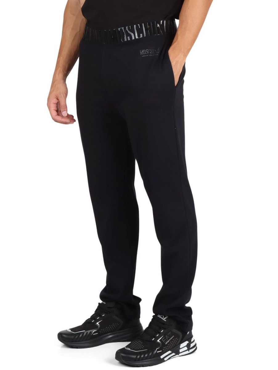 Uomo MOSCHINO UNDERWEAR | Pantalone Sportivo In Cotone Con Scritta Logo Nero