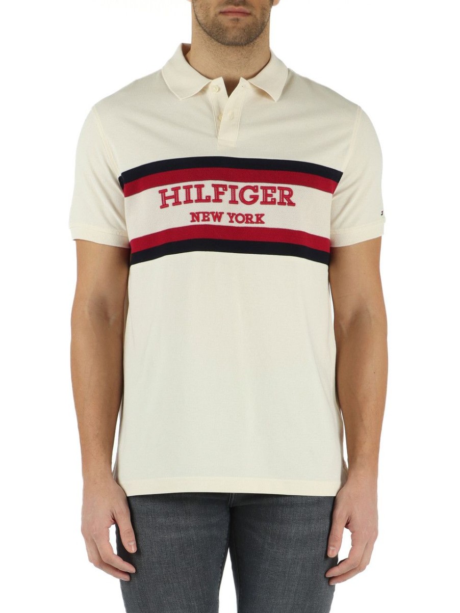 Uomo TOMMY HILFIGER | Polo Regular Fit In Cotone Piquet Con Ricamo Logo Beige