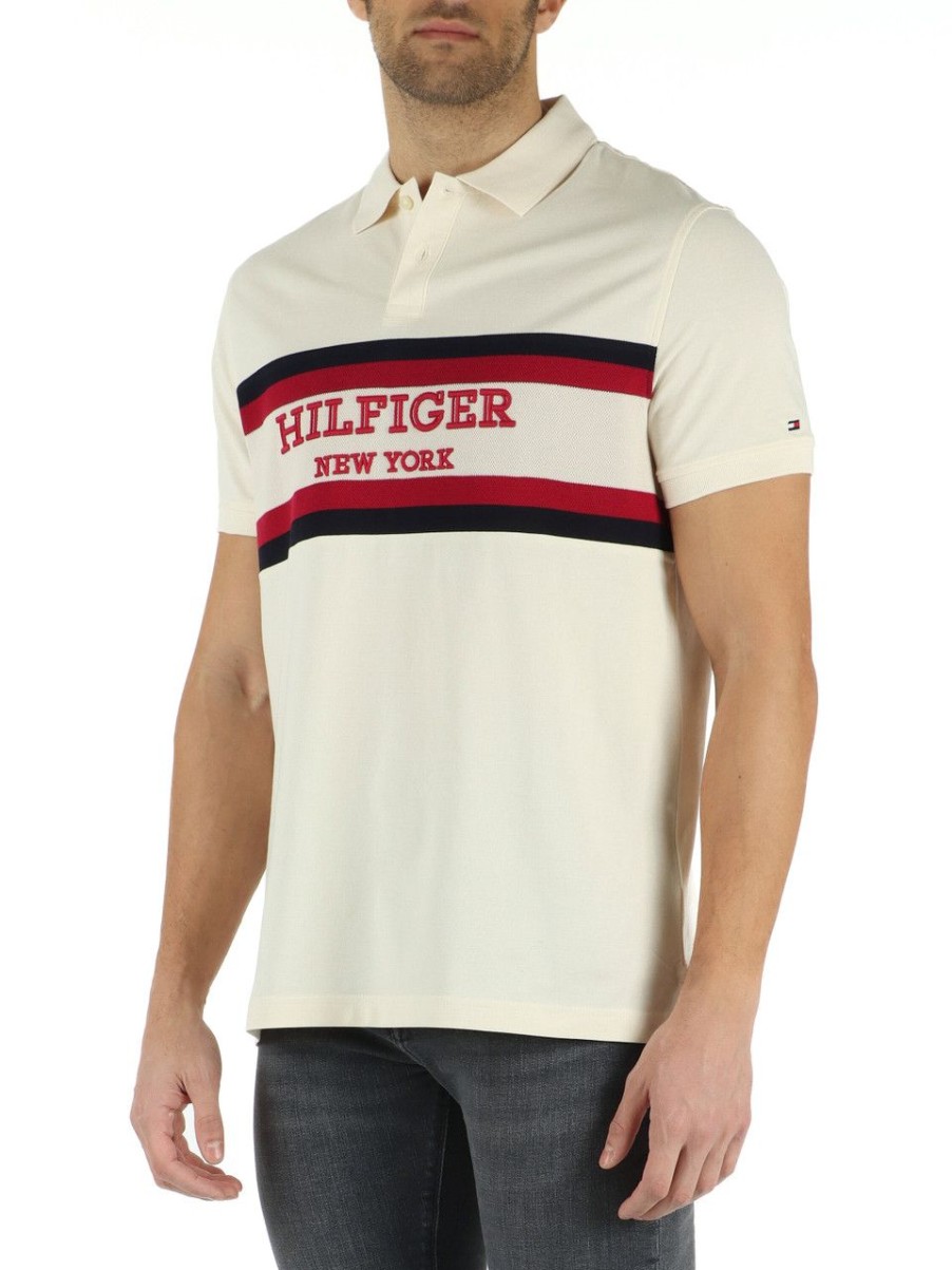 Uomo TOMMY HILFIGER | Polo Regular Fit In Cotone Piquet Con Ricamo Logo Beige