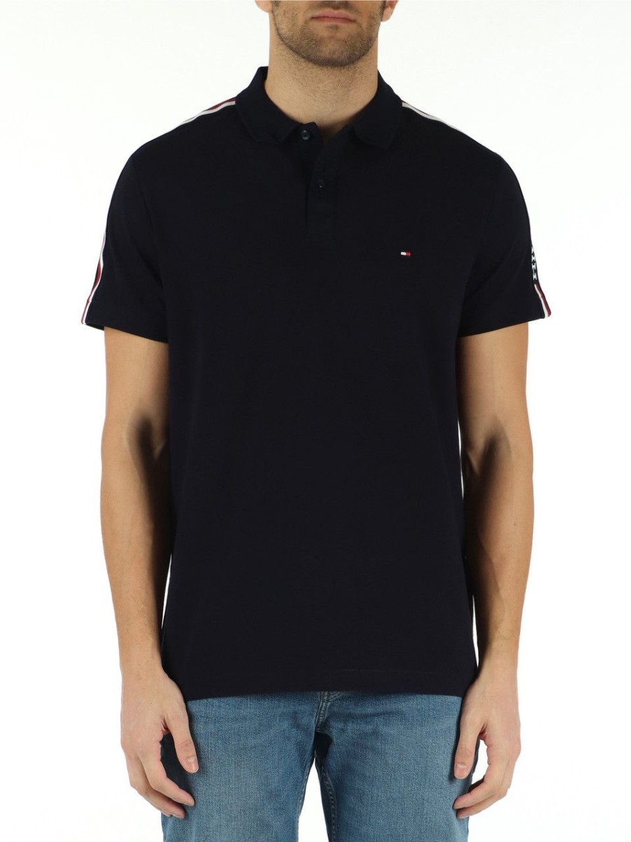 Uomo TOMMY HILFIGER | Polo Regular Fit In Cotone Piquet Blu Scuro