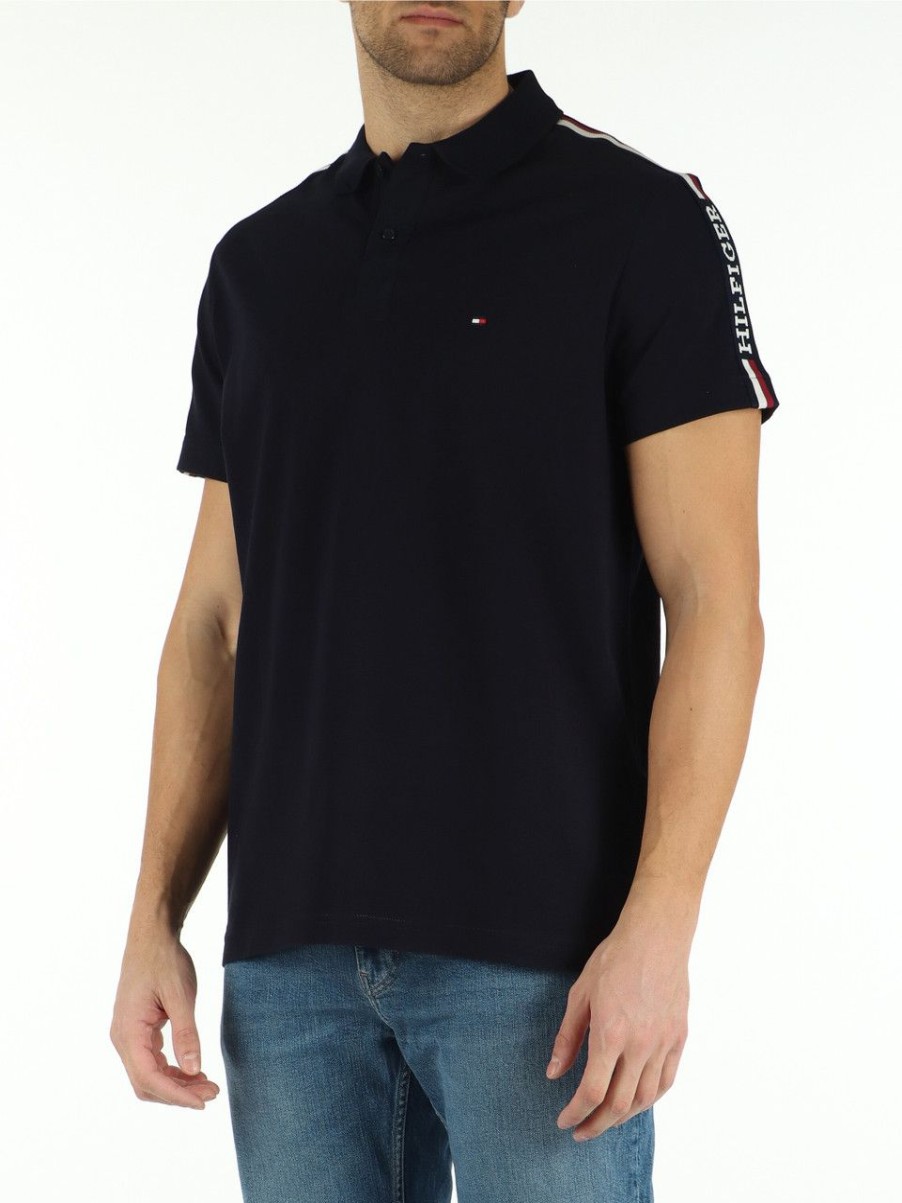 Uomo TOMMY HILFIGER | Polo Regular Fit In Cotone Piquet Blu Scuro