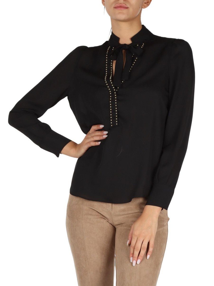 Donna MARCIANO GUESS | Blusa Con Fiocco Al Collo E Borchie Nero