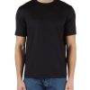 Uomo EMPORIO ARMANI | T-Shirt In Seta E Cotone Con Ricamo Logo Nero