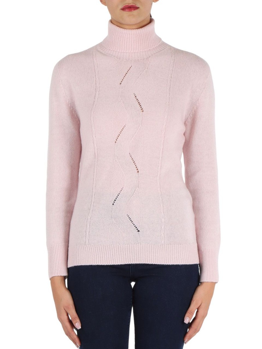 Donna MARKUP | Maglia Collo Alto In Misto Lana Merino - Viscosa E Cashmere Rosa