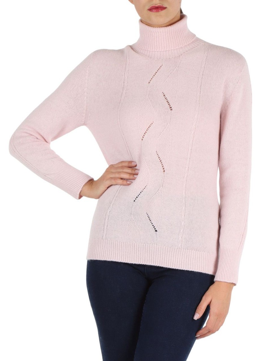 Donna MARKUP | Maglia Collo Alto In Misto Lana Merino - Viscosa E Cashmere Rosa