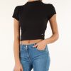 Donna GUESS | Top Cropped In Misto Viscosa Nero