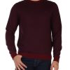 Uomo SUN68 | Maglia In Cotone E Lana Merino Con Motivo Jacquard Bordeaux