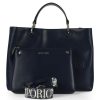 Donna EMPORIO ARMANI | Borsa A Mano Grande Con Stampa Logo A Rilievo Blu