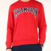 Uomo CHAMPION | Felpa In Misto Cotone Con Scritta Logo Frontale Rosso