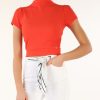 Donna GUESS | Top Cropped In Misto Viscosa Rosso