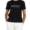 Donna MARKUP | T-Shirt In Cotone Con Scritta Logo In Strass Nero