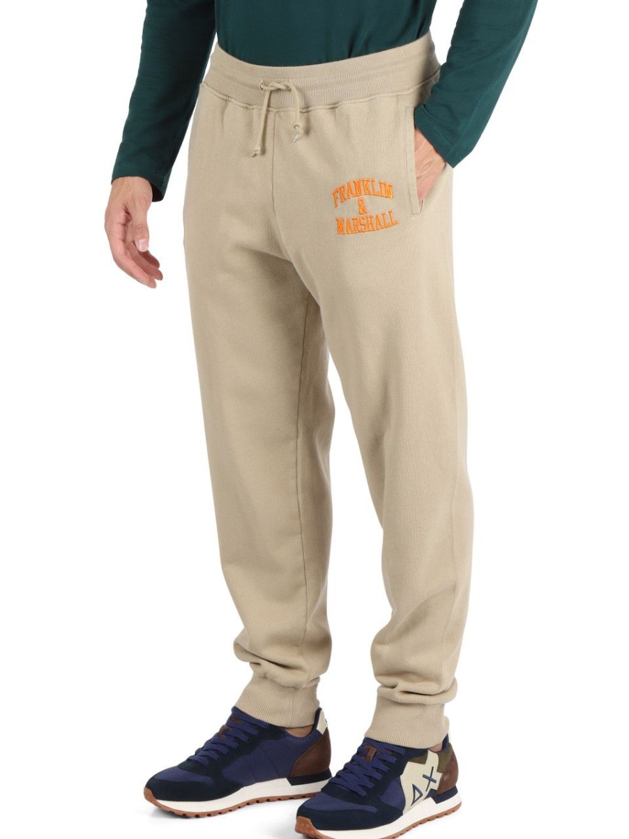 Uomo FRANKLIN & MARSHALL | Pantalone Sportivo In Cotone Felpato Con Ricamo Logo Beige