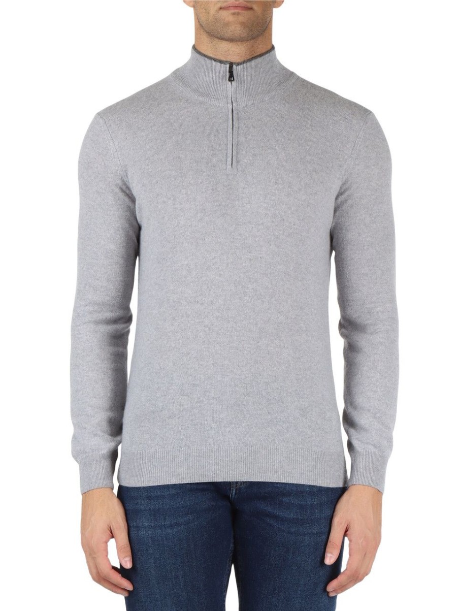 Uomo FAMA | Luxury: Maglia In Lana Merino Ultrafine Super 120'S E Cashmere Grigio Chiaro