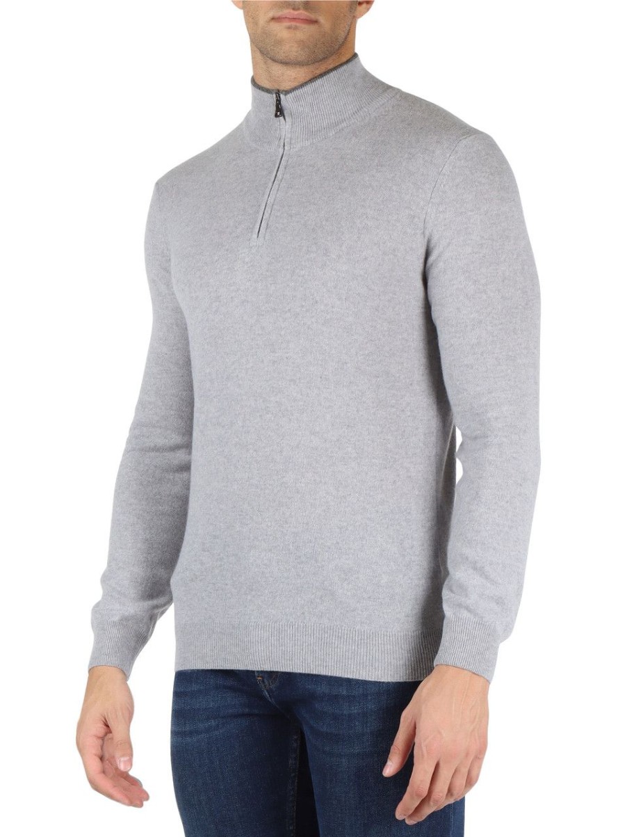 Uomo FAMA | Luxury: Maglia In Lana Merino Ultrafine Super 120'S E Cashmere Grigio Chiaro