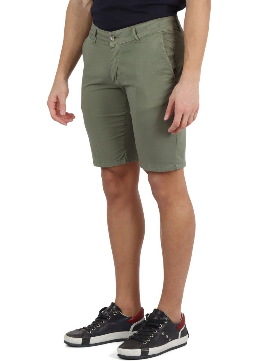 Uomo QB24 | Bermuda In Cotone Stretch Ber Slim Fit Verde Militare