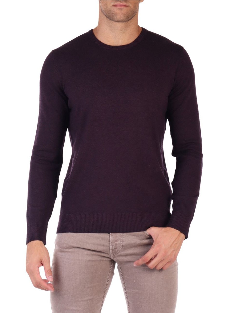 Uomo REPLAY | Maglia In Misto Lana Con Patch Logo Viola