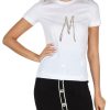 Donna MARCIANO GUESS | T-Shirt In Cotone E Modal Con Logo In Strass Trasparente