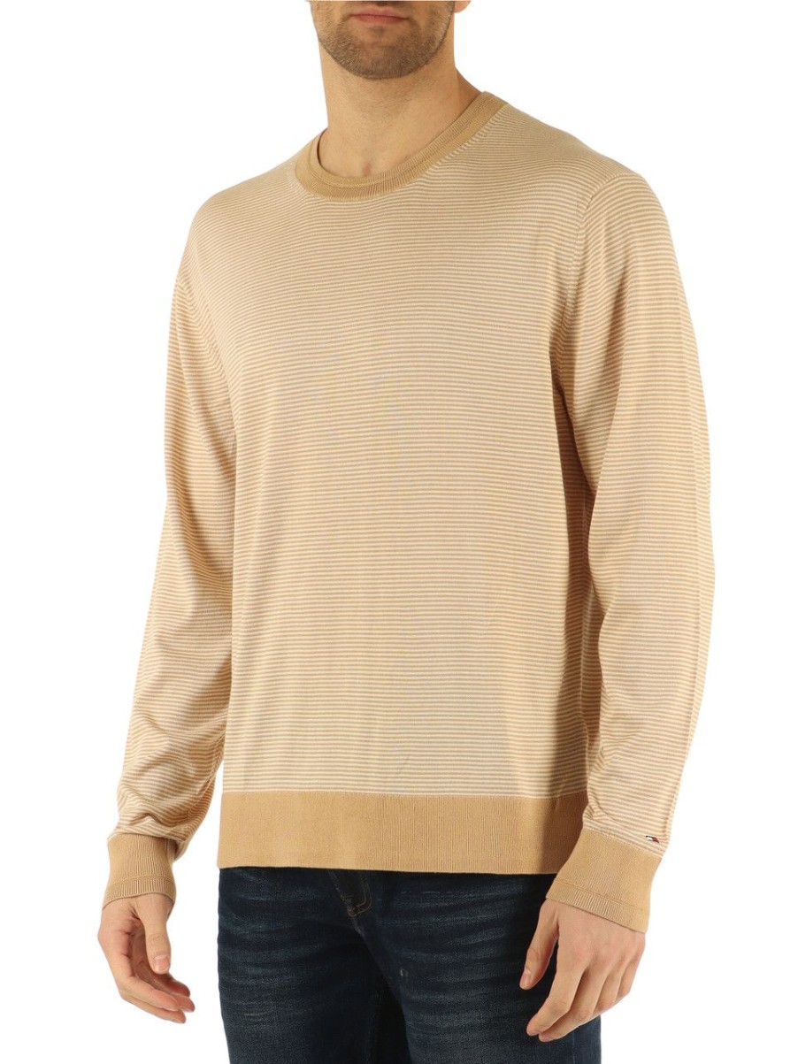 Uomo TOMMY HILFIGER | Maglia Girocollo In Cotone E Lyocell Beige