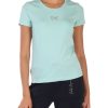 Donna EA7 | T-Shirt In Cotone E Modal Con Stampa Logo Verde Chiaro