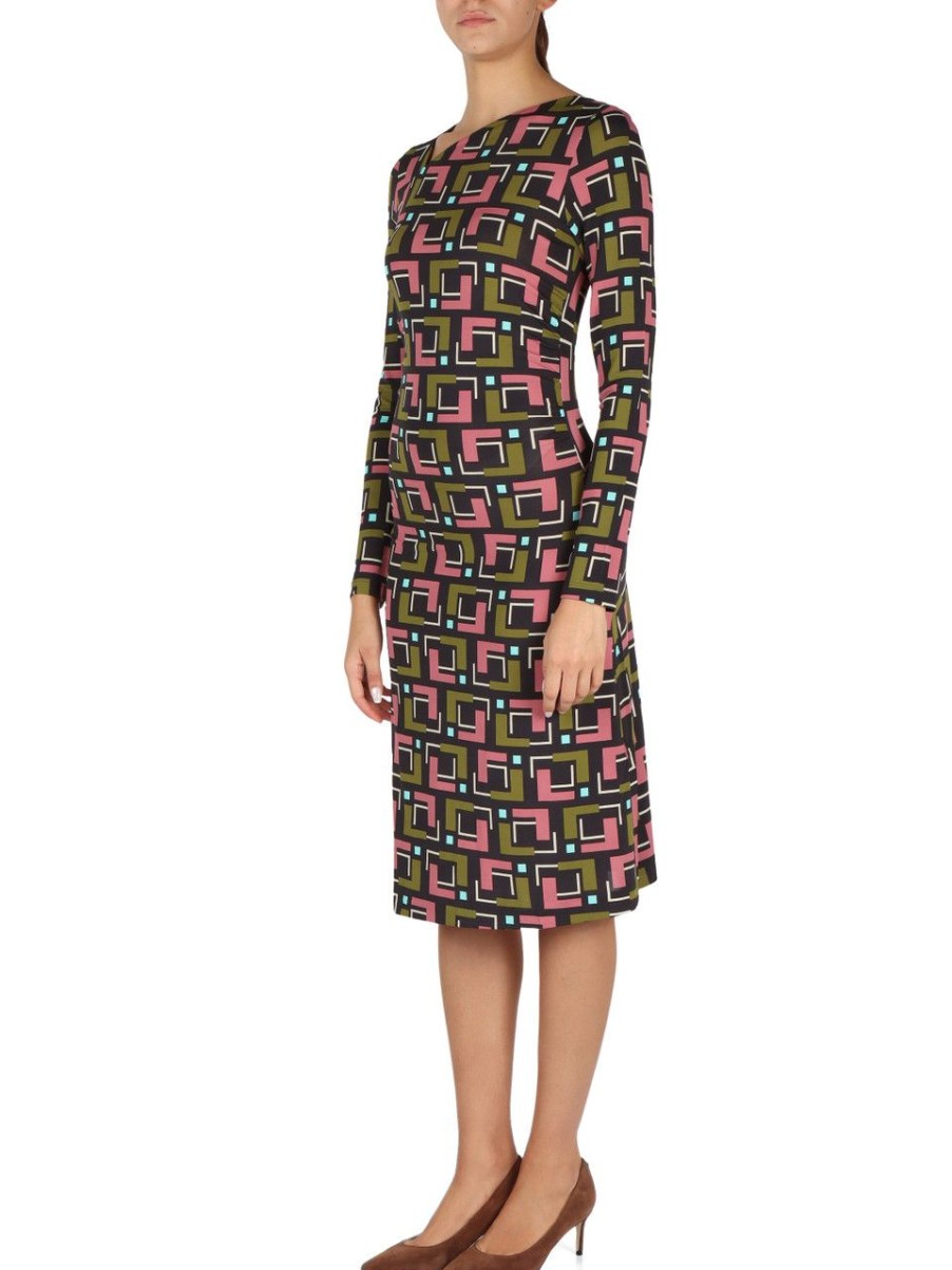 Donna MALìPARMI | Abito Drappeggiato Melody Print Jersey Nero