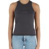 Donna CALVIN KLEIN JEANS | Canotta A Costine In Cotone Stretch Con Ricamo Logo Grigio Scuro