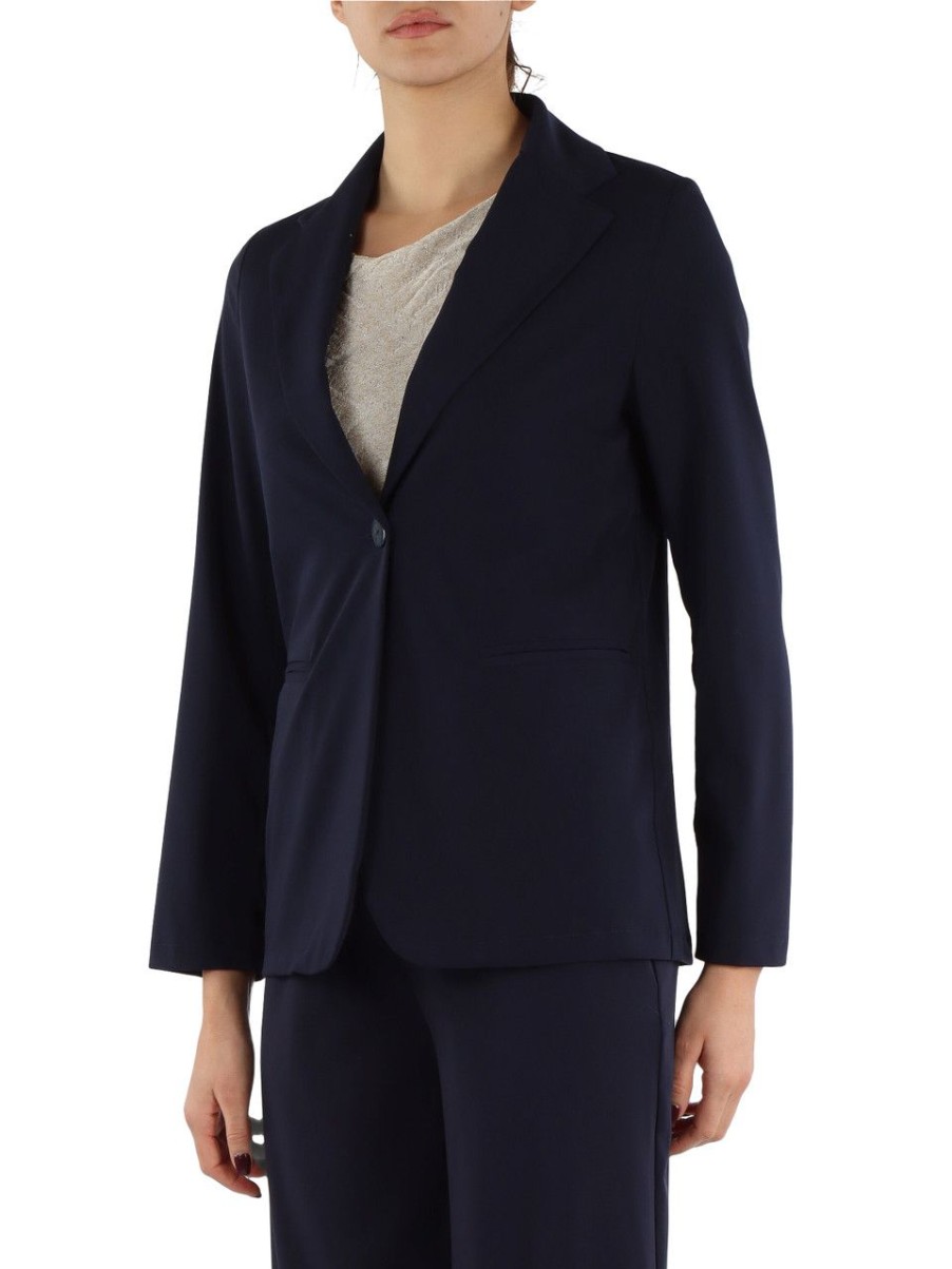 Donna ALESSIA SANTI | Blazer In Misto Viscosa Blu Scuro