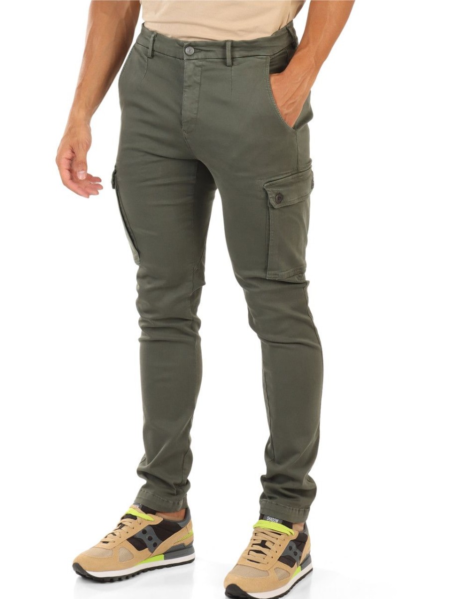 Uomo REPLAY | Pantalone Cargo Slim Fit Jaan Hyperflex In Denim Verde