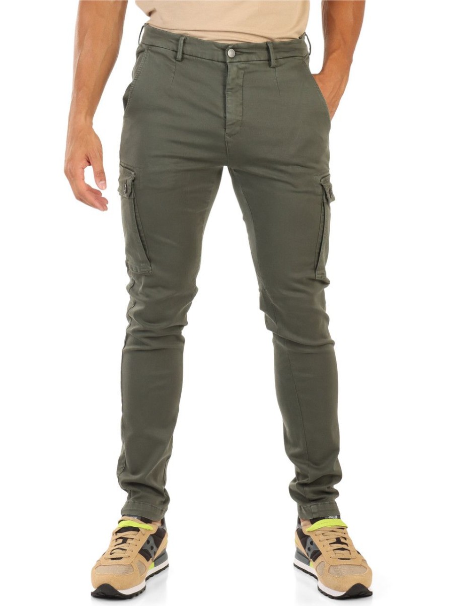 Uomo REPLAY | Pantalone Cargo Slim Fit Jaan Hyperflex In Denim Verde