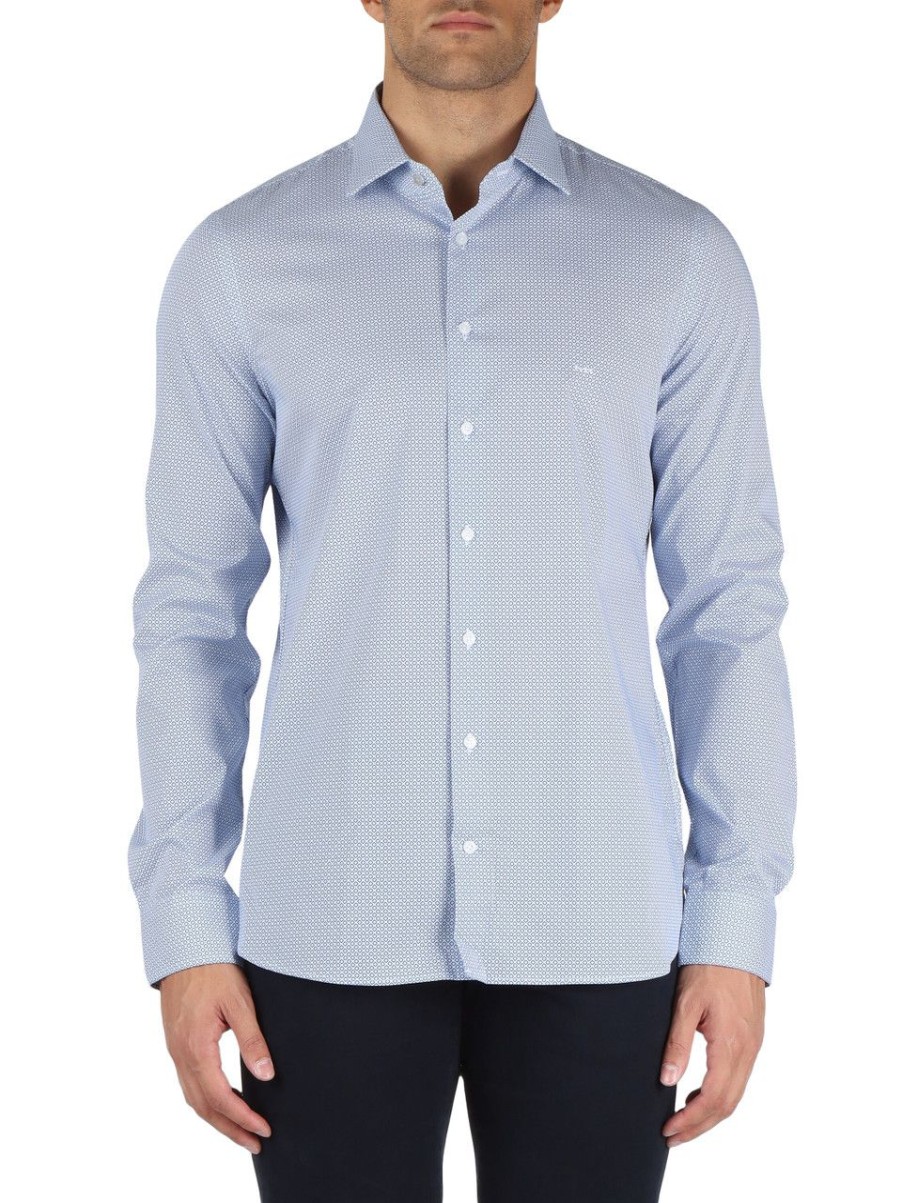 Uomo MICHAEL MICHAEL KORS | Camicia Slim Fit In Cotton Stretch Blu Chiaro