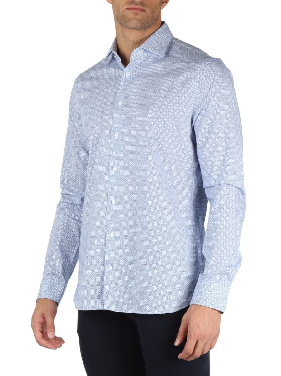 Uomo MICHAEL MICHAEL KORS | Camicia Slim Fit In Cotton Stretch Blu Chiaro