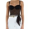 Donna ELISABETTA FRANCHI | Top Bustier In Tulle Con Ricamo Logo All Over Nero