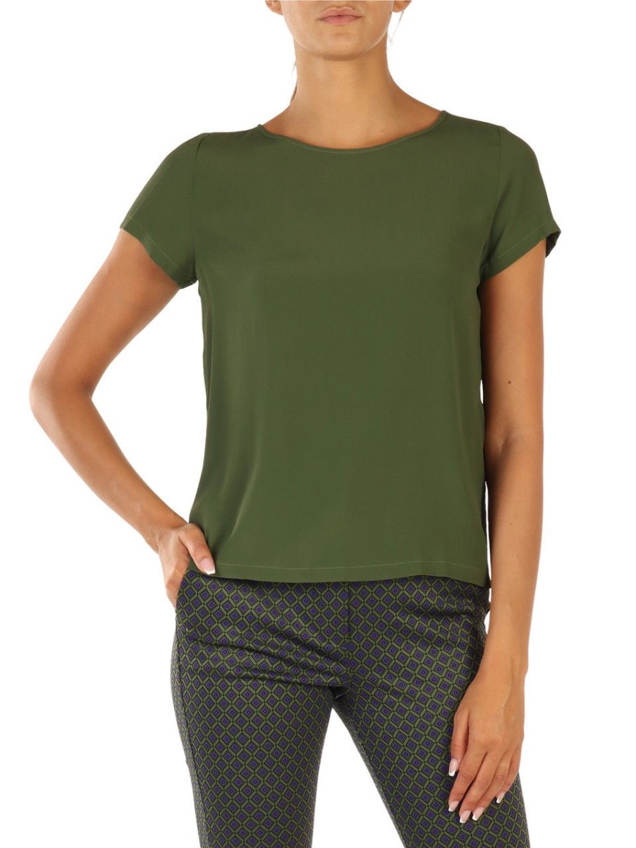 Donna EMME MARELLA | Blusa In Misto Seta Polonia Verde Scuro