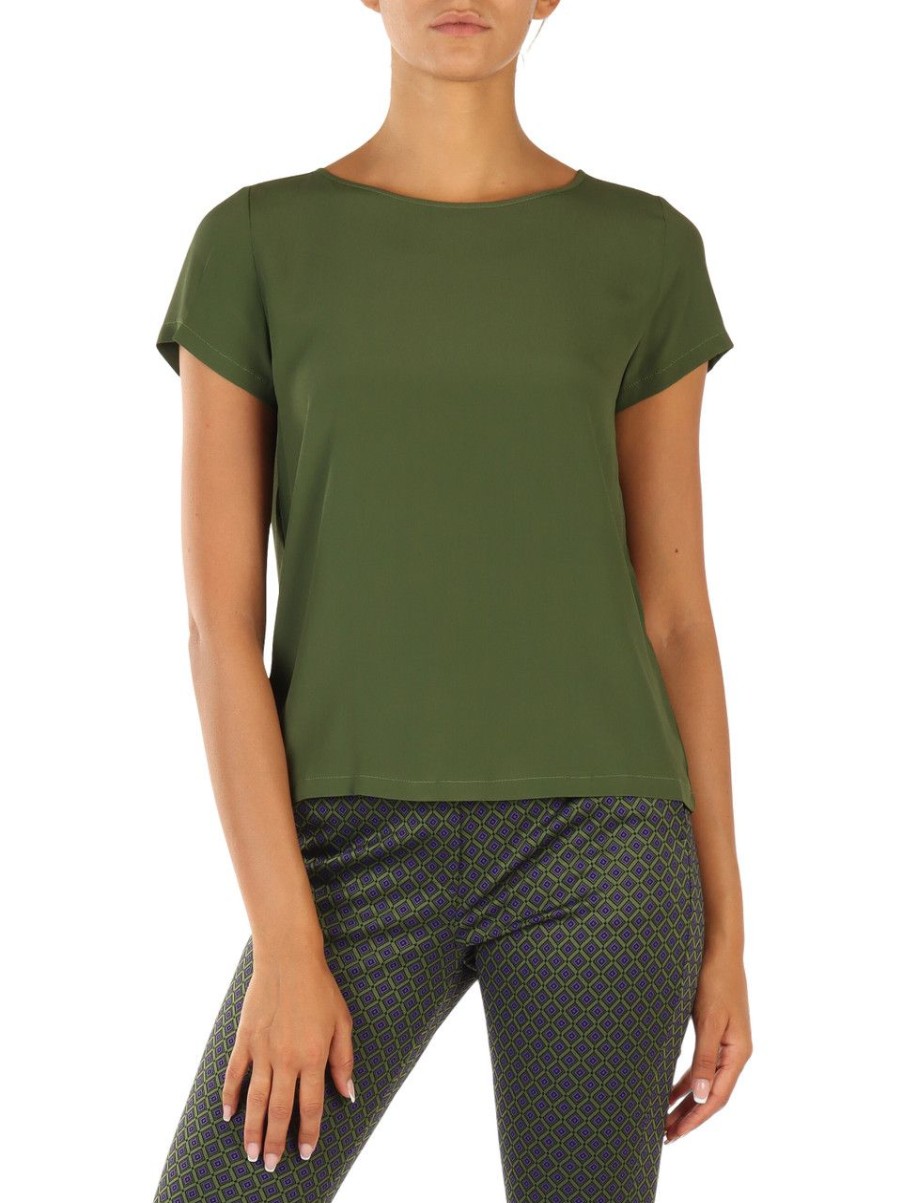 Donna EMME MARELLA | Blusa In Misto Seta Polonia Verde Scuro