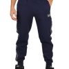 Uomo EA7 | Pantalone Sportivo In Cotone Felpato Con Bande Logate Blu Scuro