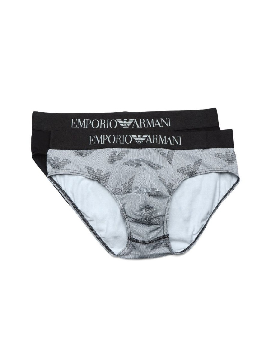 Uomo EMPORIO ARMANI | Il Set Comprende Due Paia Di Slip In Cotone Stretch Nero