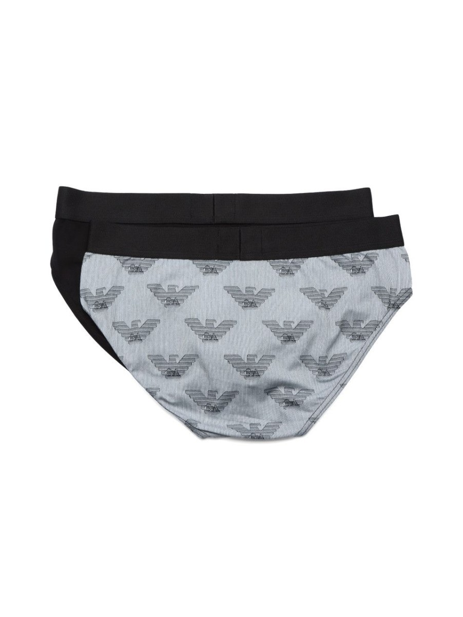 Uomo EMPORIO ARMANI | Il Set Comprende Due Paia Di Slip In Cotone Stretch Nero