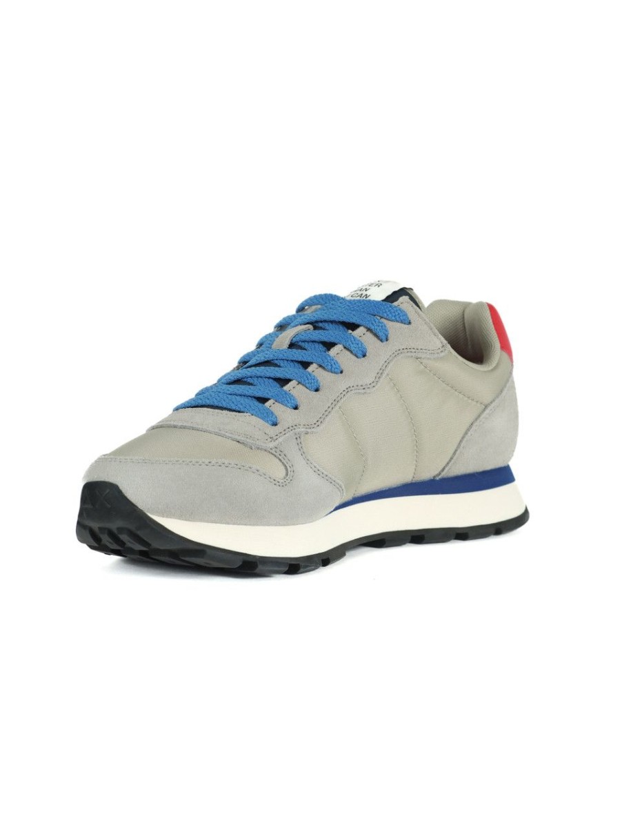 Uomo SUN68 | Sneakers In Pelle E Tessuto Tom Solid Grigio