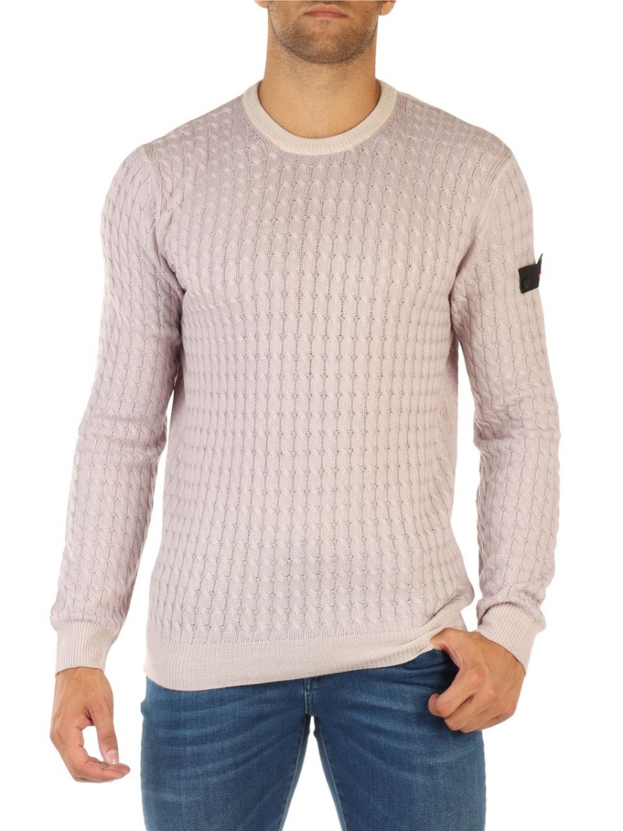 Uomo PEUTEREY | Maglia In Lana A Trecce Ocra Acd Rosa Chiaro