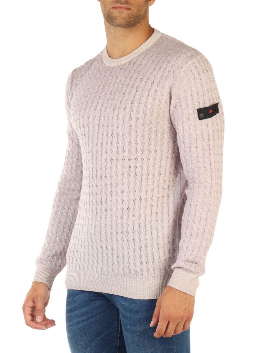 Uomo PEUTEREY | Maglia In Lana A Trecce Ocra Acd Rosa Chiaro