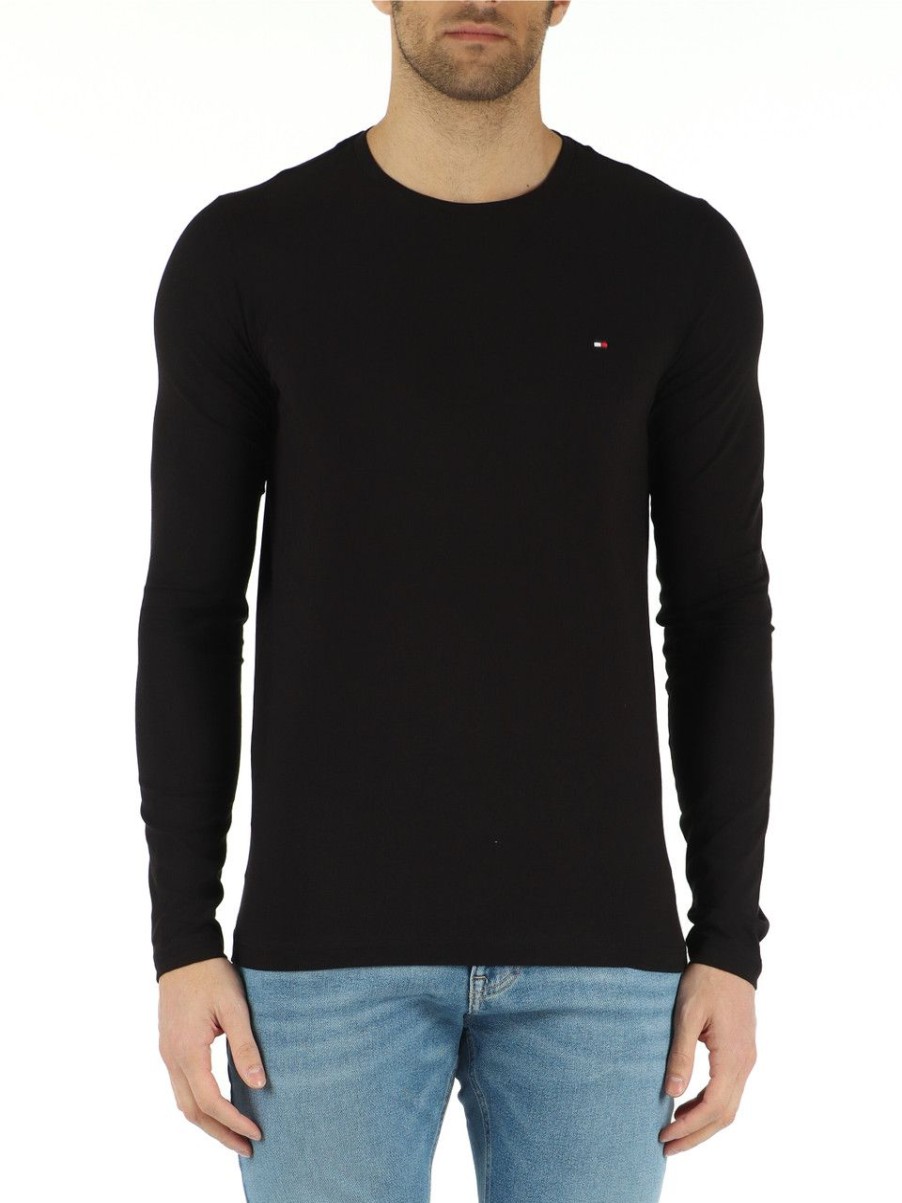 Uomo TOMMY HILFIGER | T-Shirt Extra Slim Fit In Cotone Stretch Nero