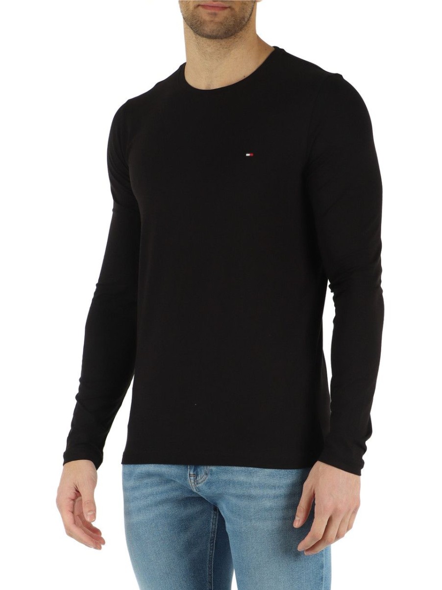 Uomo TOMMY HILFIGER | T-Shirt Extra Slim Fit In Cotone Stretch Nero