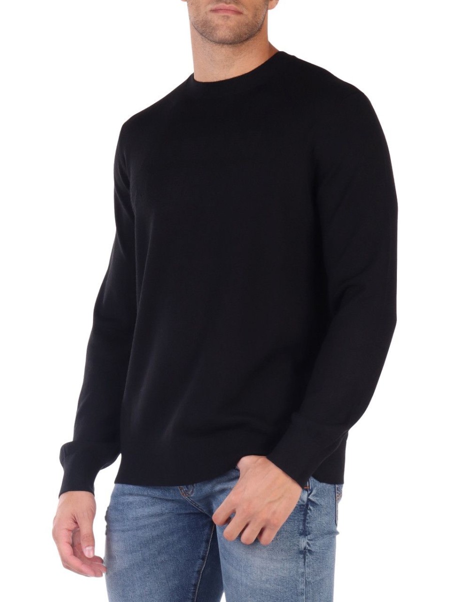 Uomo ARMANI EXCHANGE | Maglia Girocollo In Misto Lana Vergine Con Scritta Logo Nero